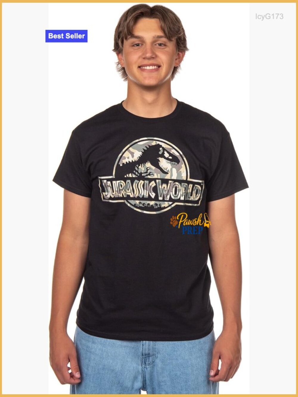 Jurassic World T-Rex Camo Logo Men's Short Sleeve Tee Adult Size Medium